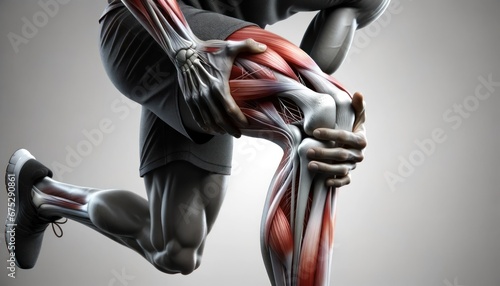 Runner's Knee Pain Highlighting Knee Anatomy
 photo