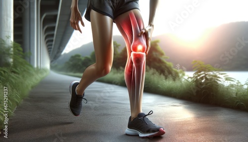 Runner's Knee Pain Highlighting Knee Anatomy
 photo