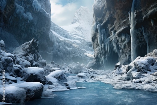 Wallpaper Mural Frozen Waterfalls - Generative AI Torontodigital.ca