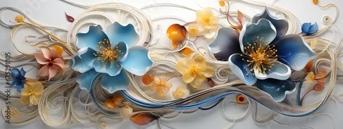 Panel kuchenny z motywem Ornamenty florystyczne w kształcie kwiatów.