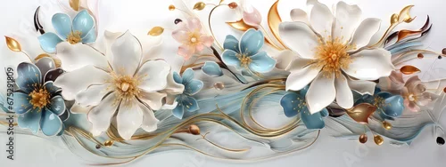 Panel kuchenny z motywem Ornamenty florystyczne w kształcie kwiatów.