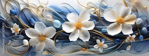 Panel kuchenny z motywem Ornamenty florystyczne w kształcie kwiatów.