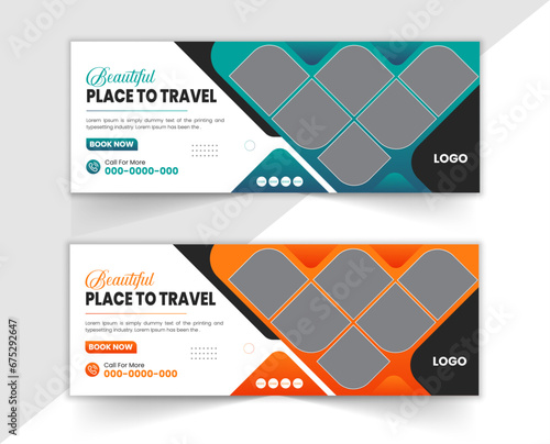 Travel banner design tourism agency, travel social media Facebook cover template, Modern Design.