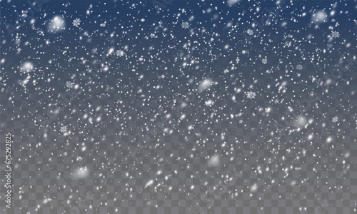 Snowfall Backdrop: Winter Christmas Scenery with Falling Snowflakes. Vector Illustration.