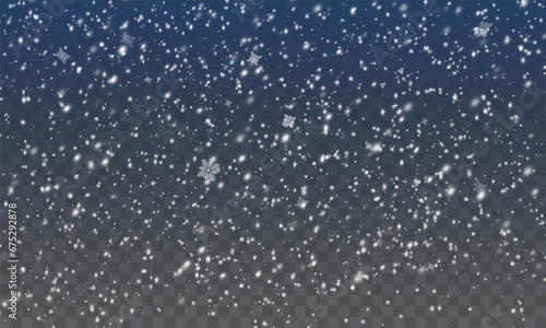 Snowfall Backdrop: Winter Christmas Scenery with Falling Snowflakes. Vector Illustration.