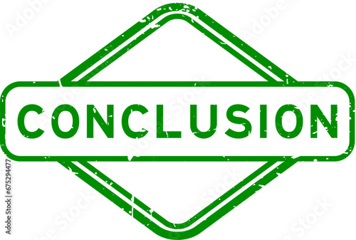 Grunge green conclusion word rubber seal stamp on white background