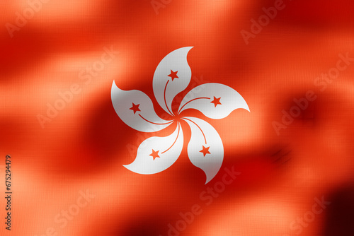 Hong Kong - textile flag - 3d illustration