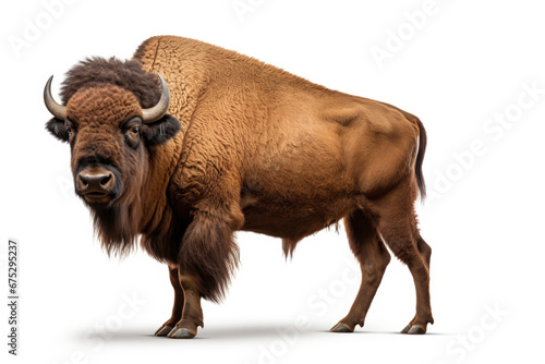 Bison on white background