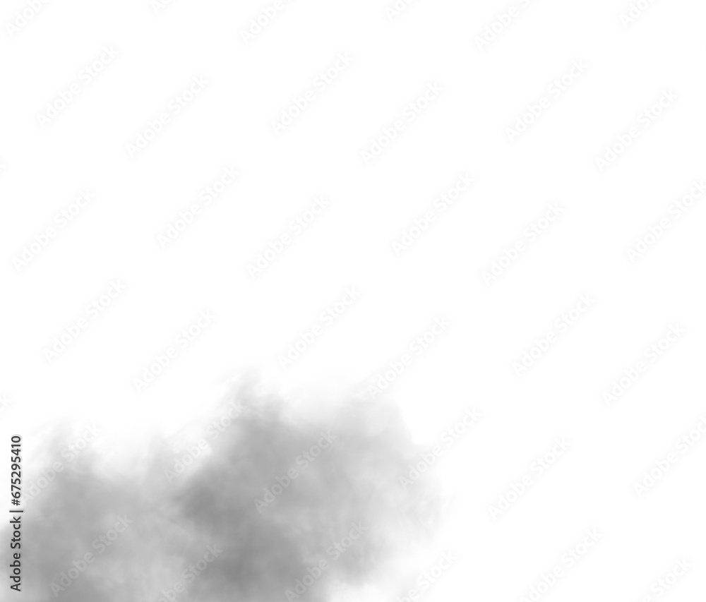 Grey fog or smoke on transparent background.
