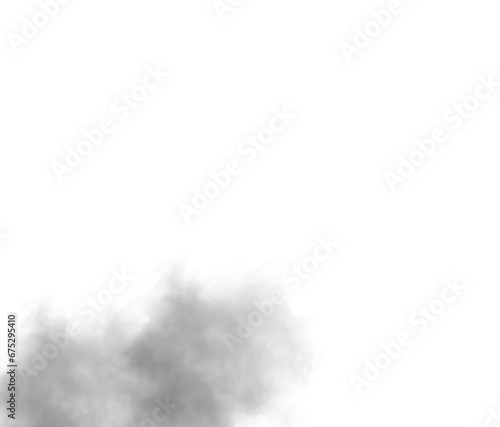 Grey fog or smoke on transparent background.