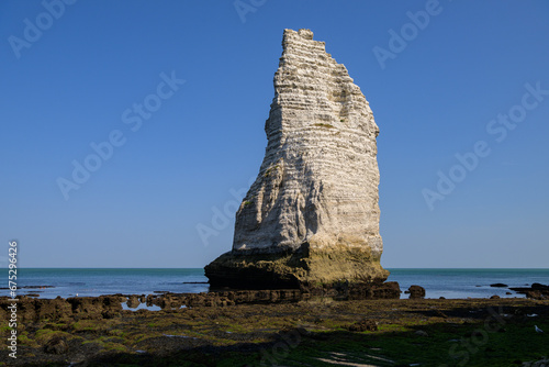 Chalk cliffs of Etretat on a sunny day in summer