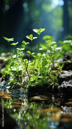 Sunlit Serenity  Underwater Plants in a Pond green leaves and water green leaves in water