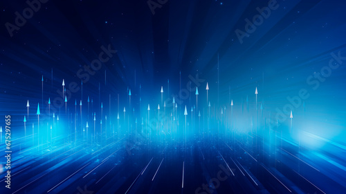 Abstract background in blue color for creating business presentations. Stylized arrows showing growth. Composition of dynamic figures