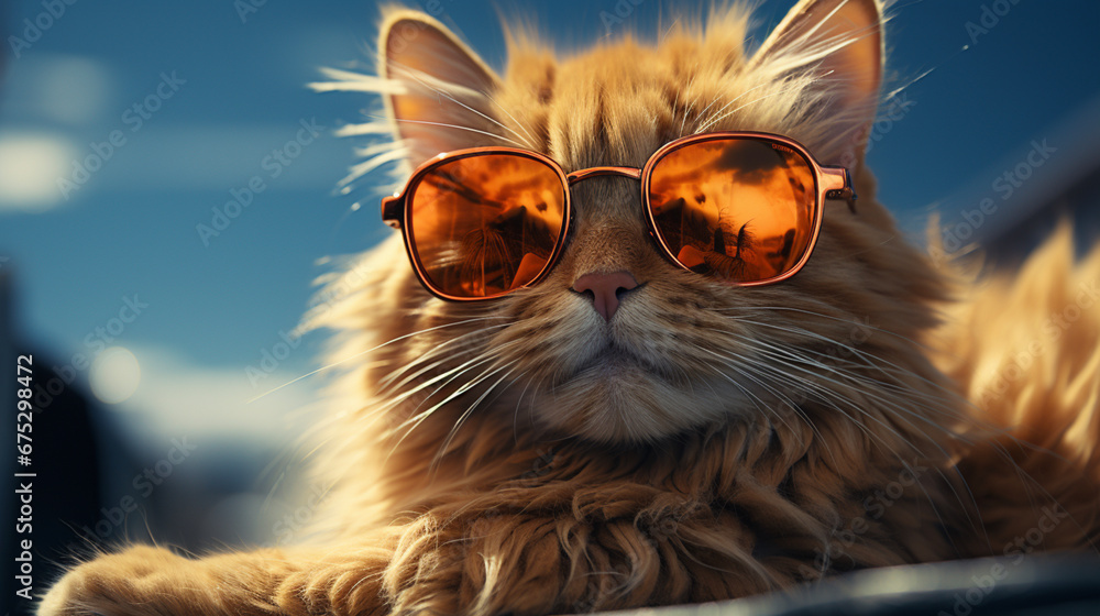 A cat wearing sunglasses and a pair of sunglasses A cat wearing sunglasses and a pair of sunglasses