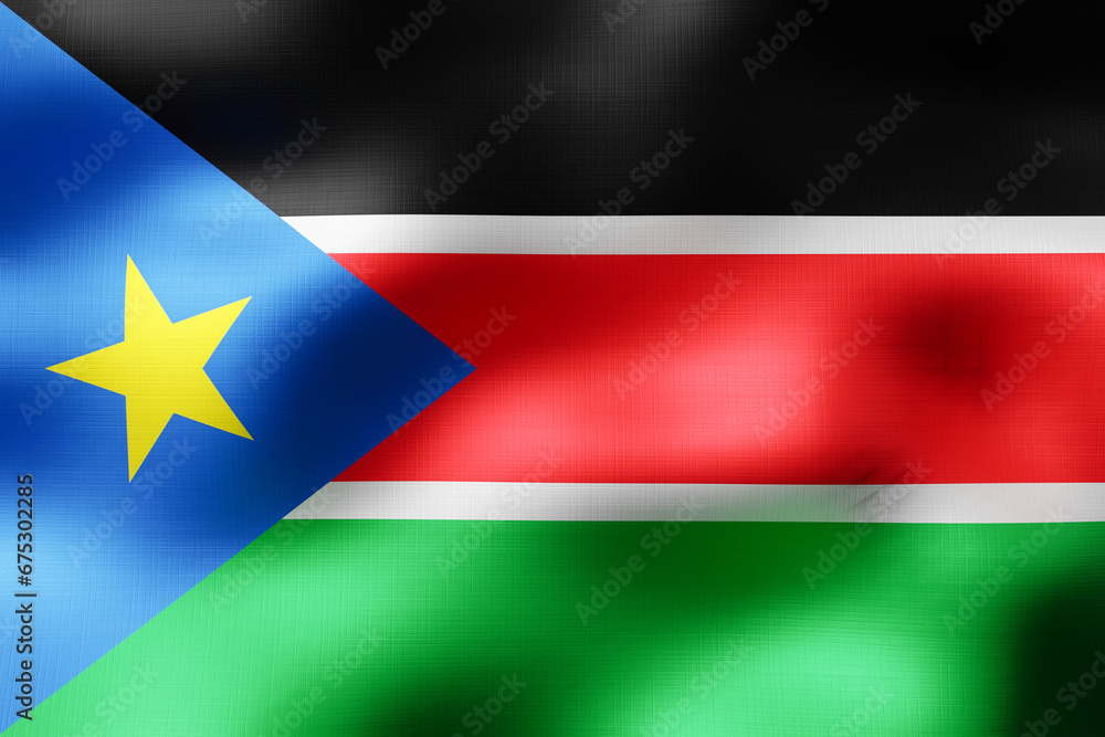 South Sudan - textile flag - 3d illustration South Sudan - textile flag - 3d illustration