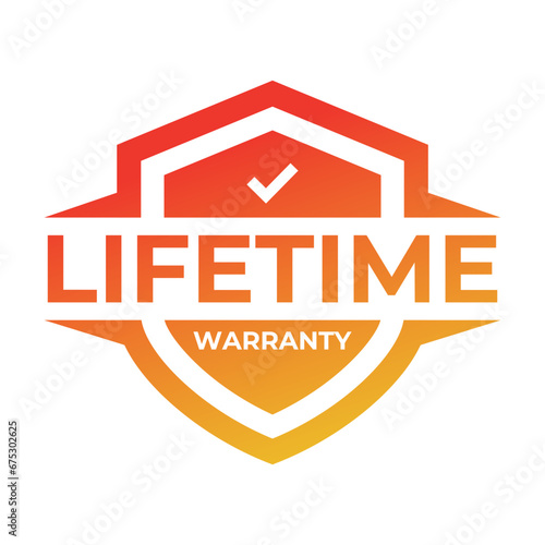 Gradient banner lifetime warranty. Lifetime Warranty label, sticker, seal, badge, icon, logo, signflat vector illustration