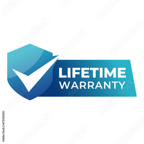 Gradient banner lifetime warranty. Lifetime Warranty label, sticker, seal, badge, icon, logo, signflat vector illustration