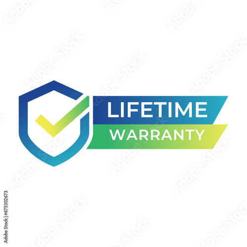 Gradient banner lifetime warranty. Lifetime Warranty label, sticker, seal, badge, icon, logo, signflat vector illustration