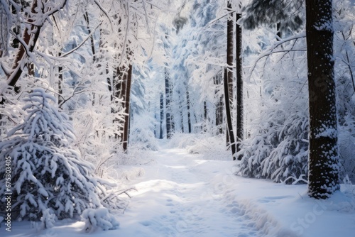 Snowy Forest Paths - Generative AI