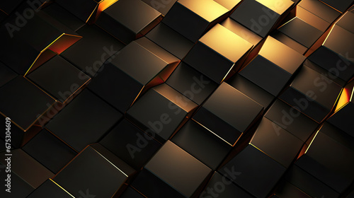 Luxury hexagonal abstract black and gold metal background