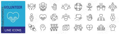 Volunteer icons. Set of charity and donation icon. Vector illustration