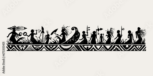 ethnic traditional tribal illustration black and white