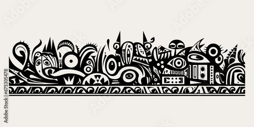 ethnic traditional tribal illustration black and white photo