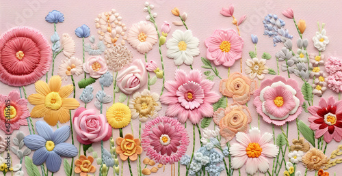 embroidery flowers in the style of sewing
