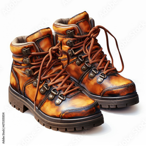 watercolor Boots shoe clipart, Generative Ai photo