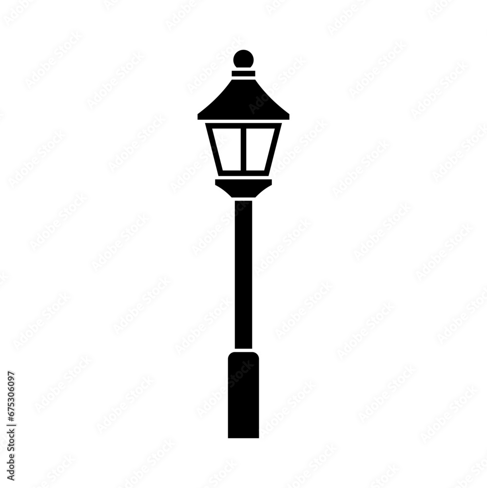 Street light icon. Vintage style lamp. Vector icon isolated on white background.