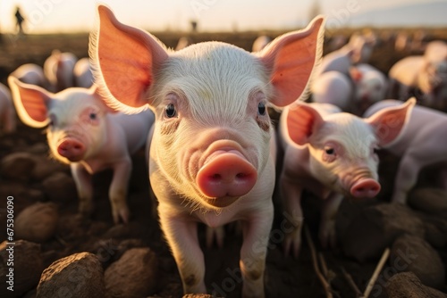 Sows and pigs in farm.