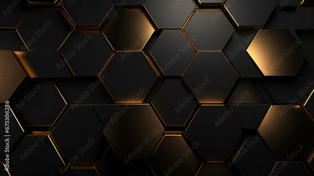 Luxury hexagonal abstract black and gold metal background Luxury hexagonal abstract black and gold metal background