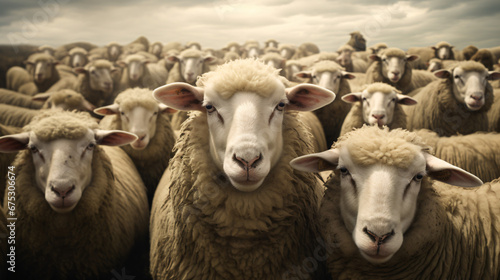 Livestock farm flock of sheep © khan