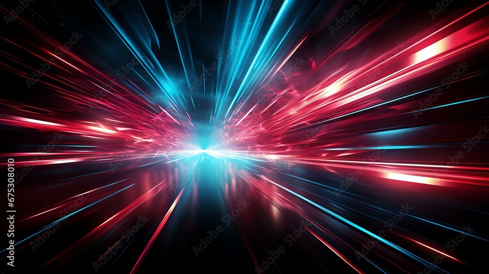 Dynamic Light Streaks Racing through Space in a Hyperspeed Motion Abstract Background