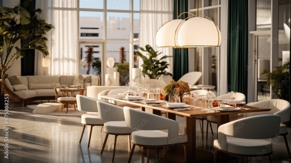 A modern hotel dining room, Luxury.