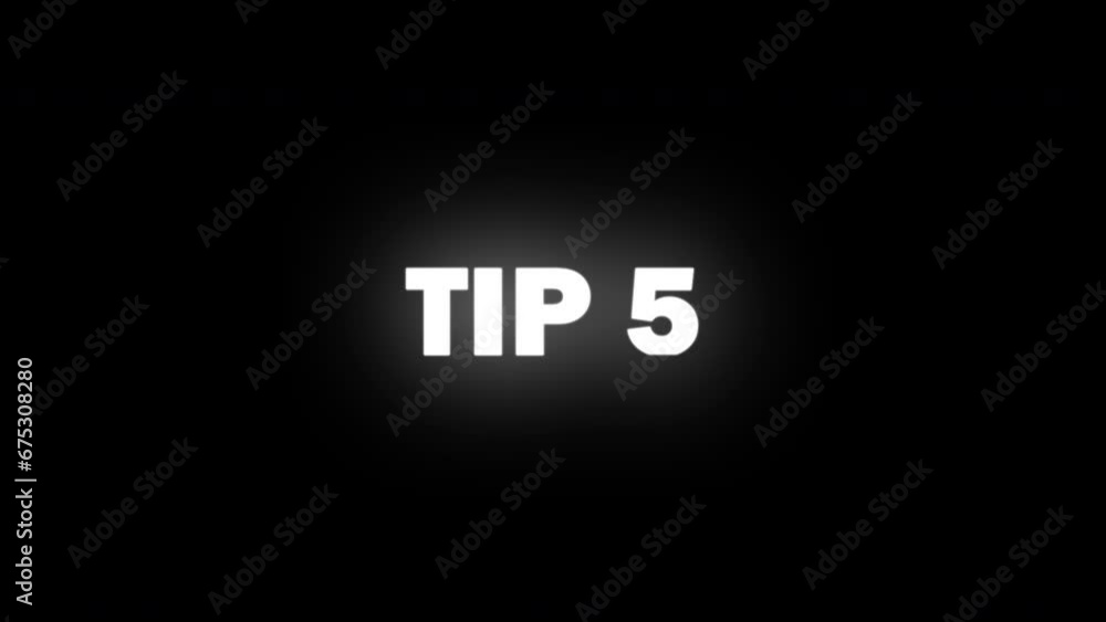 Tip 5 text Animation slot machine effect on black background Tip 5 text Animation slot machine effect on black background