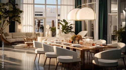 A modern hotel dining room, Luxury.