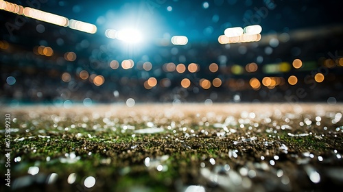 Dazzling Stadium Lights Shining Over an Empty Field Setting the Stage for Night Games