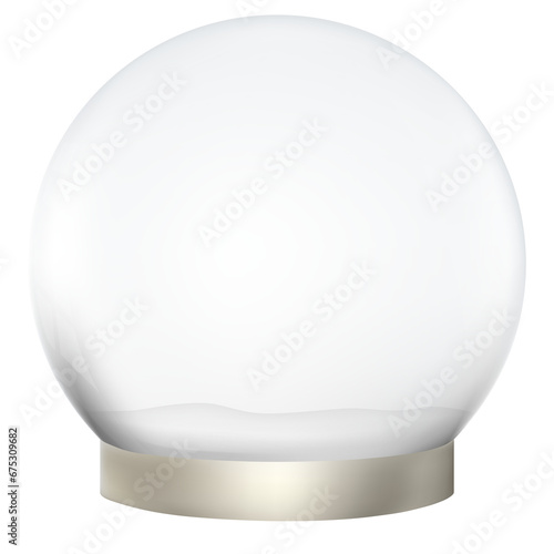 Glass Snow Globe,Christmas Ball Decorative design,Crystal 3d Sphere,illustration Glass dome design with white snowdrift,Xmas Ball or Transparent magic glass ball elements