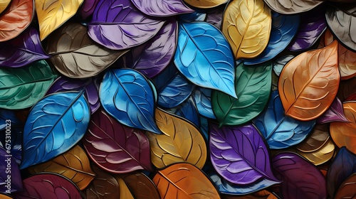 Vibrant Mosaic of Multicolored Leaves Creating a Textured Tapestry of Nature s Artistry
