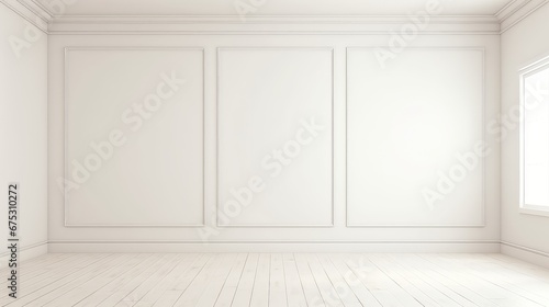 3D rendering of a minimalist empty living room. © Aris Suwanmalee