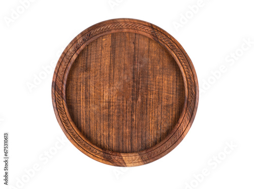 round wooden frame isolated on white background