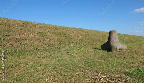 丘の上の消波ブロック