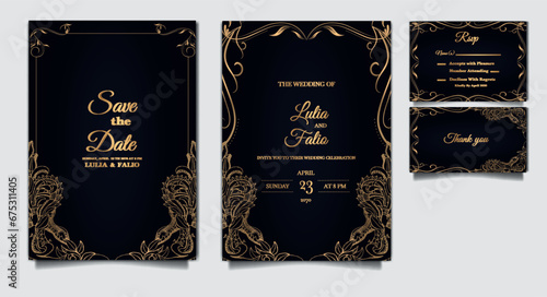 luxury vintage wedding invitation set