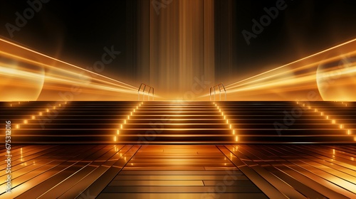 Ascend to Glory: Golden Staircase Beckons with Ethereal Light in a Surreal Dreamscape