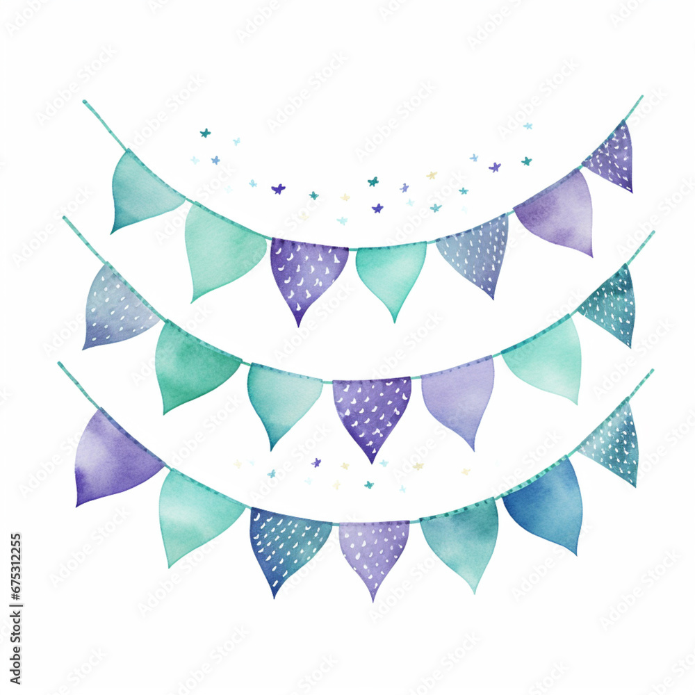 custom made wallpaper toronto digitalBirthday Party Invitation Set: Mermaid and Under Water Sea Theme - Cute Little Mermaid Party Bunting Decoration Isolated on White Background. - SCANDI - Watercolour Collection { No4 }
