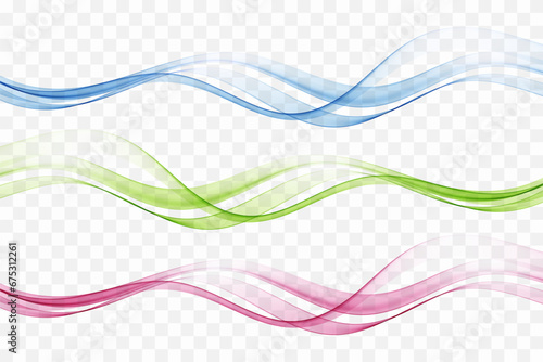 Wave abstract transparent design element. Wave separator set.