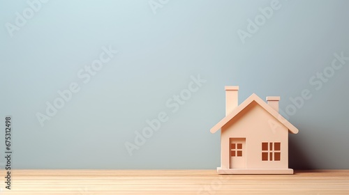 3D rendering of a wooden houses model on the floor. 