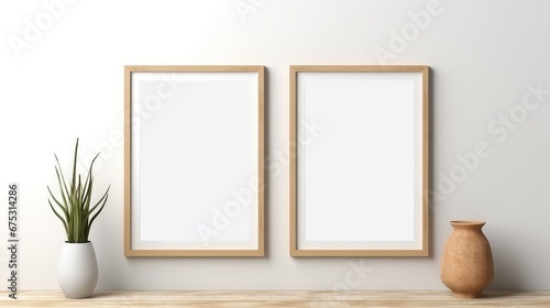 3D rendering of the empty gallery borders hang on a wall. The empty borders are simple and uncluttered.