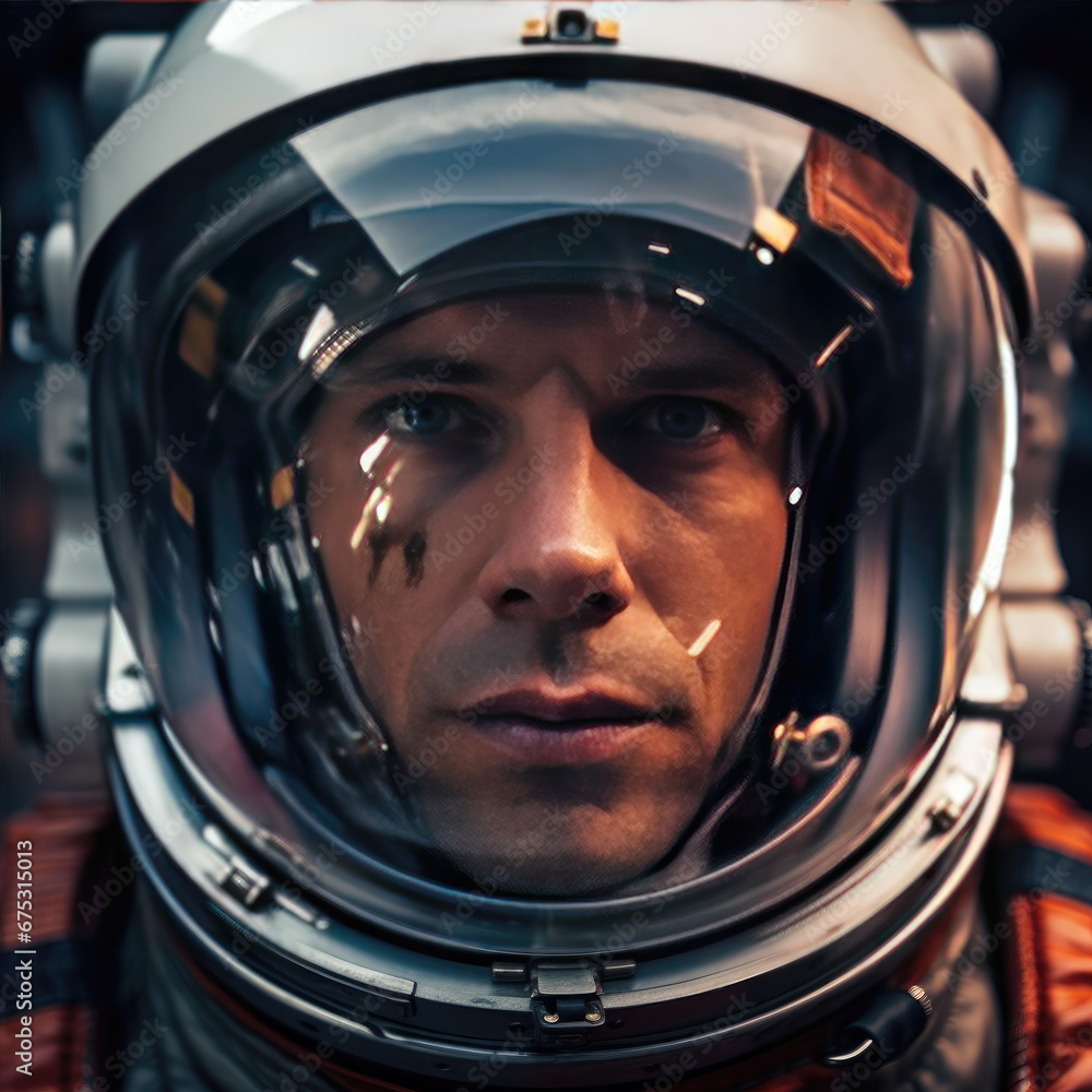 Portrait of astronaut in astronaut helmet Portrait of astronaut in astronaut helmet